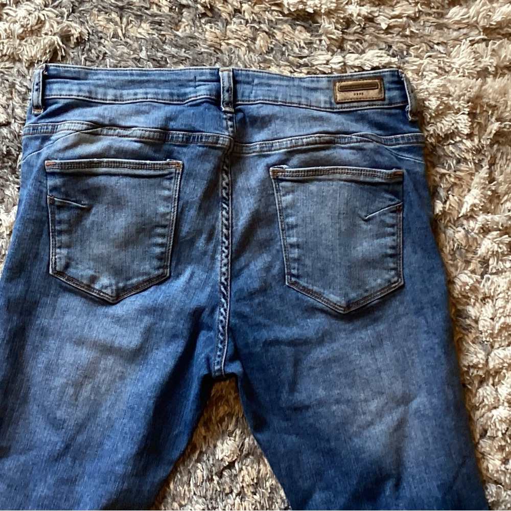 ZARA Basic Z1975 Denim Blue Jeans Distressed Women’s 12 - Picture 7 of 8